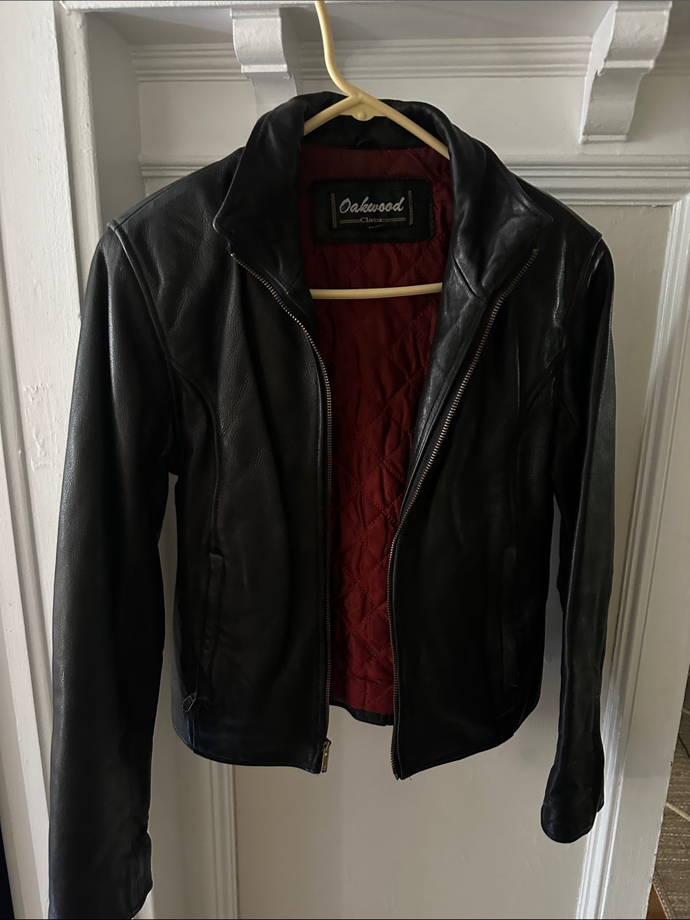 Wilsons Leather Black Jacket with Red Quilted Lining